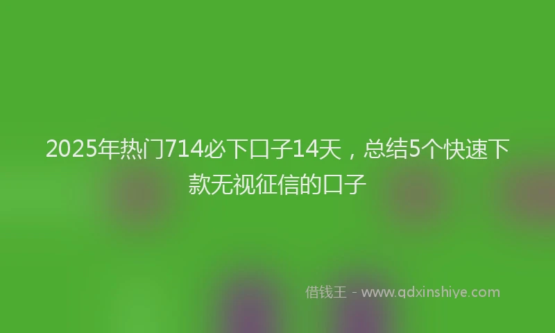2025年热门714必下口子14天，总结5个快速下款无视征信的口子