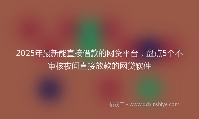 2025年最新能直接借款的网贷平台，盘点5个不审核夜间直接放款的网贷软件