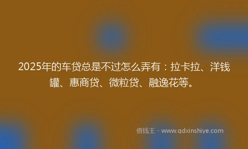 2025年的车贷总是不过怎么弄有：拉卡拉、洋钱罐、惠商贷、微粒贷、融逸花等。