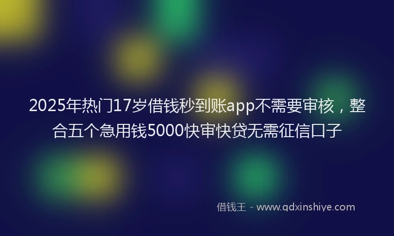 2025年热门17岁借钱秒到账app不需要审核，整合五个急用钱5000快审快贷无需征信口子