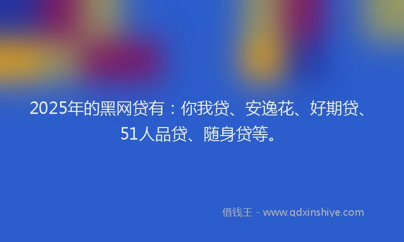 2025年的黑网贷有：你我贷、安逸花、好期贷、51人品贷、随身贷等。