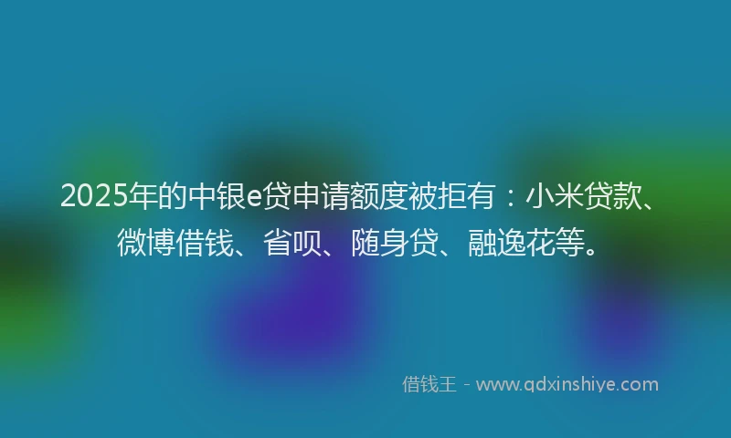 2025年的中银e贷申请额度被拒有：小米贷款、微博借钱、省呗、随身贷、融逸花等。