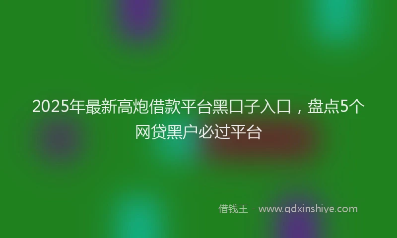 2025年最新高炮借款平台黑口子入口，盘点5个网贷黑户必过平台
