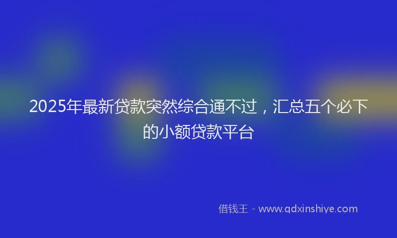 2025年最新贷款突然综合通不过，汇总五个必下的小额贷款平台