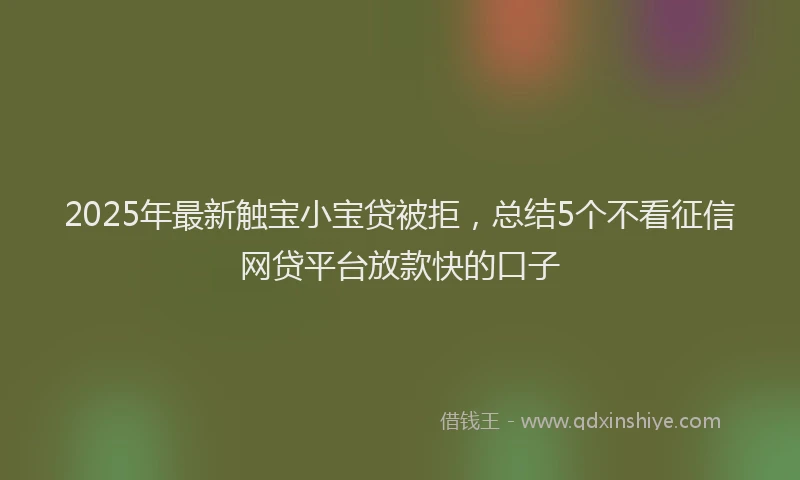 2025年最新触宝小宝贷被拒，总结5个不看征信网贷平台放款快的口子