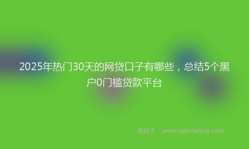 2025年热门30天的网贷口子有哪些，总结5个黑户0门槛贷款平台