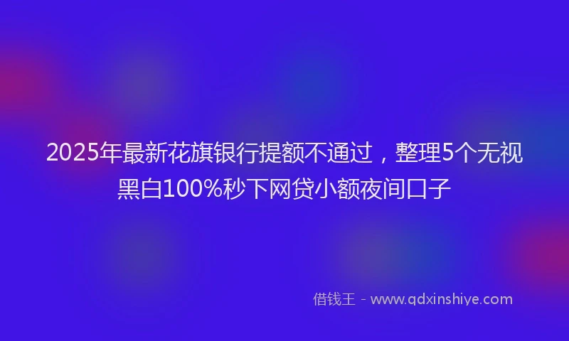 2025年最新花旗银行提额不通过，整理5个无视黑白100%秒下网贷小额夜间口子