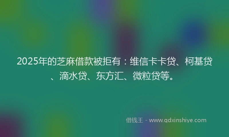 2025年的芝麻借款被拒有：维信卡卡贷、柯基贷、滴水贷、东方汇、微粒贷等。