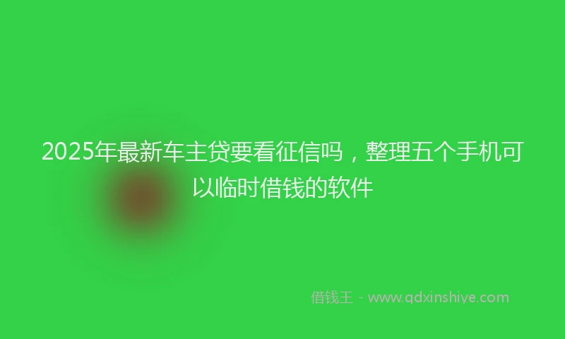 2025年最新车主贷要看征信吗，整理五个手机可以临时借钱的软件