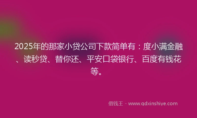 2025年的那家小贷公司下款简单有：度小满金融、读秒贷、替你还、平安口袋银行、百度有钱花等。