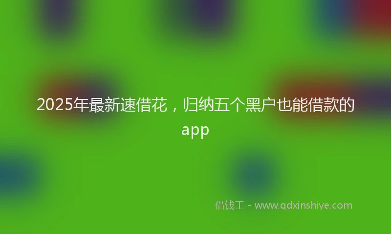 2025年最新速借花，归纳五个黑户也能借款的app