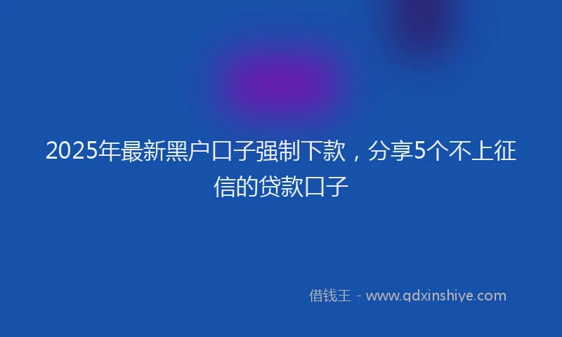2025年最新黑户口子强制下款，分享5个不上征信的贷款口子