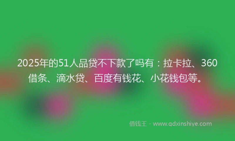 2025年的51人品贷不下款了吗有：拉卡拉、360借条、滴水贷、百度有钱花、小花钱包等。