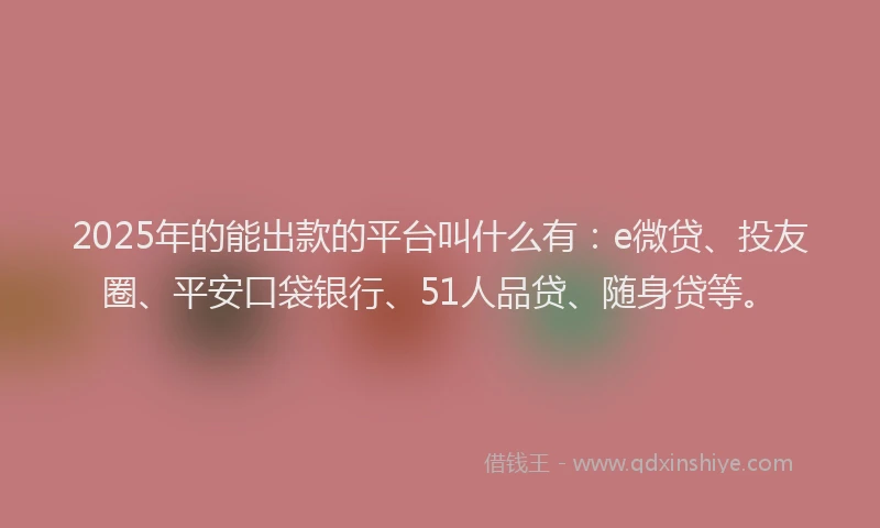2025年的能出款的平台叫什么有：e微贷、投友圈、平安口袋银行、51人品贷、随身贷等。