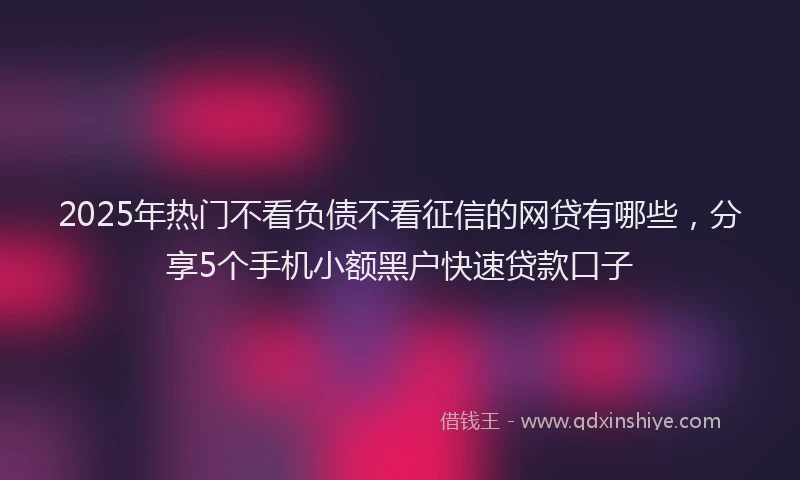2025年热门不看负债不看征信的网贷有哪些，分享5个手机小额黑户快速贷款口子