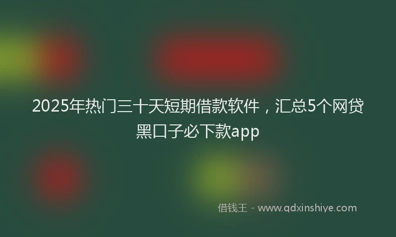 2025年热门三十天短期借款软件，汇总5个网贷黑口子必下款app