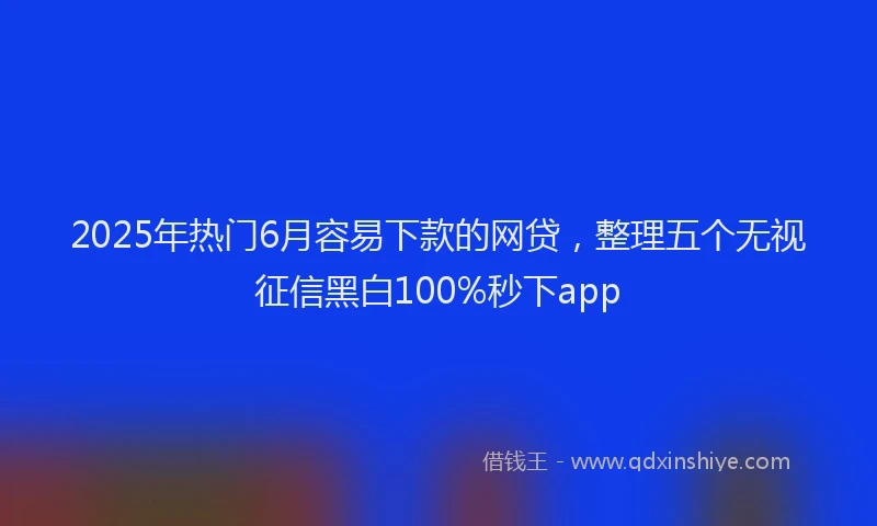 2025年热门6月容易下款的网贷，整理五个无视征信黑白100%秒下app