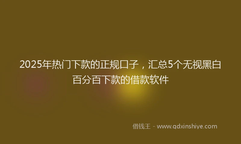 2025年热门下款的正规口子，汇总5个无视黑白百分百下款的借款软件