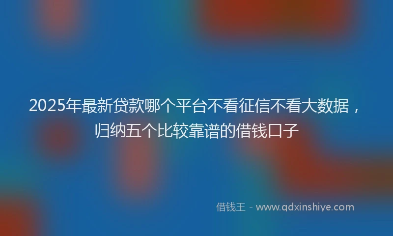 2025年最新贷款哪个平台不看征信不看大数据，归纳五个比较靠谱的借钱口子