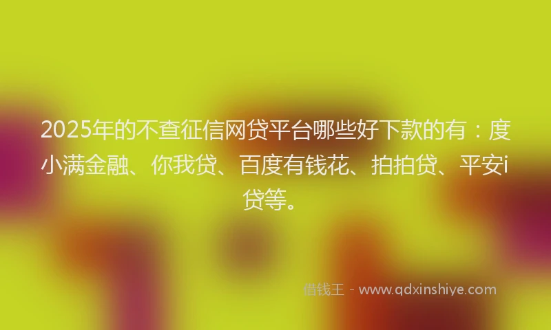 2025年的不查征信网贷平台哪些好下款的有：度小满金融、你我贷、百度有钱花、拍拍贷、平安i贷等。