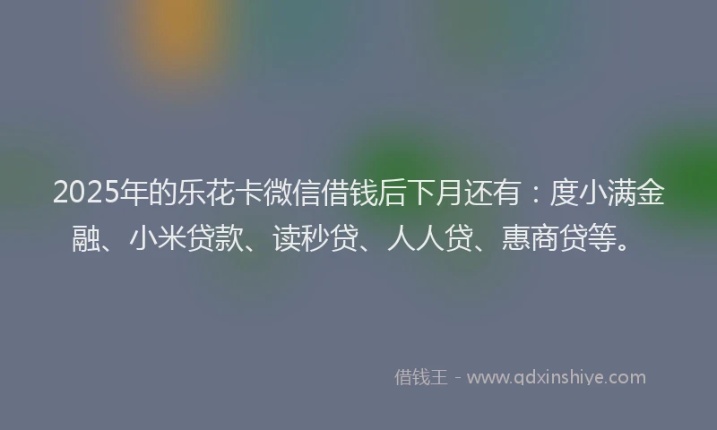 2025年的乐花卡微信借钱后下月还有：度小满金融、小米贷款、读秒贷、人人贷、惠商贷等。