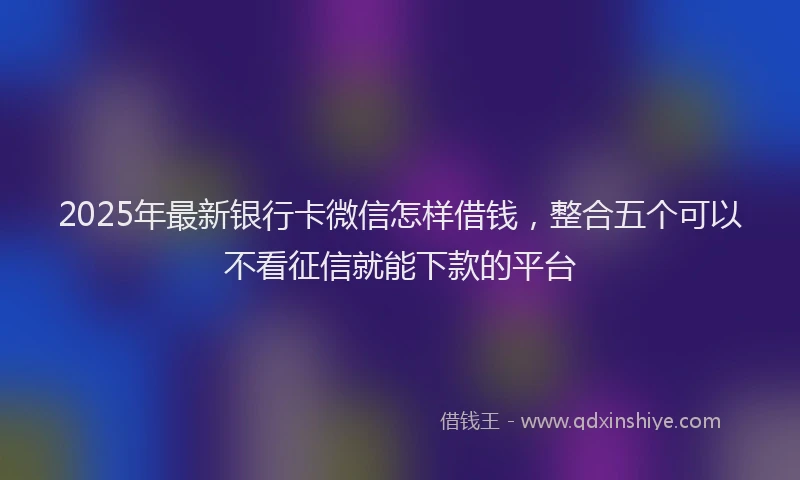 2025年最新银行卡微信怎样借钱，整合五个可以不看征信就能下款的平台