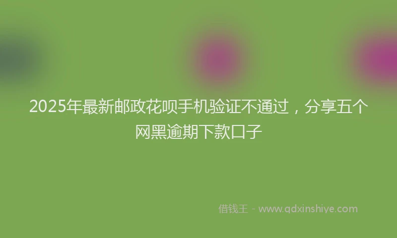 2025年最新邮政花呗手机验证不通过，分享五个网黑逾期下款口子