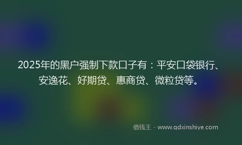 2025年的黑户强制下款口子有：平安口袋银行、安逸花、好期贷、惠商贷、微粒贷等。