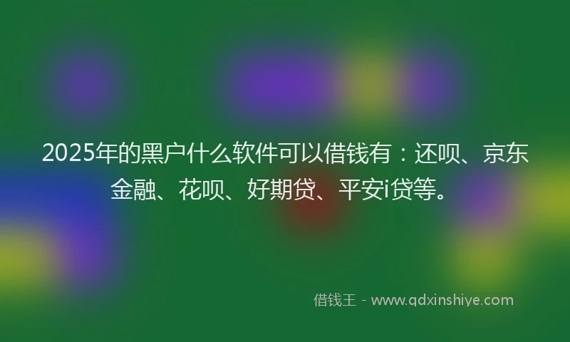 2025年的黑户什么软件可以借钱有：还呗、京东金融、花呗、好期贷、平安i贷等。