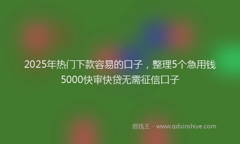 2025年热门下款容易的口子，整理5个急用钱5000快审快贷无需征信口子