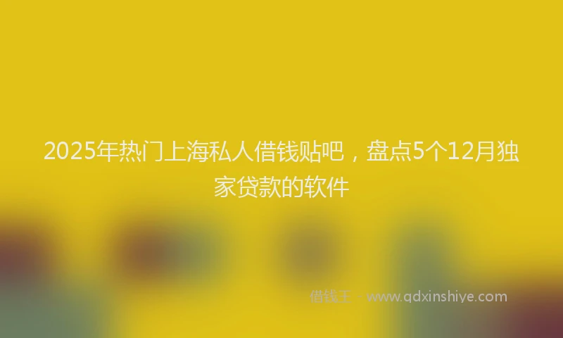 2025年热门上海私人借钱贴吧，盘点5个12月独家贷款的软件