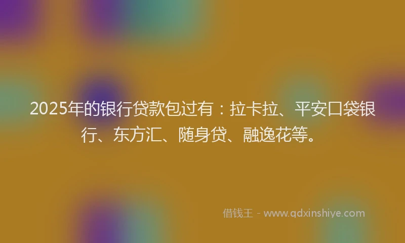 2025年的银行贷款包过有：拉卡拉、平安口袋银行、东方汇、随身贷、融逸花等。