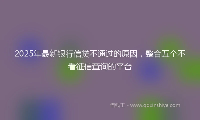 2025年最新银行信贷不通过的原因，整合五个不看征信查询的平台