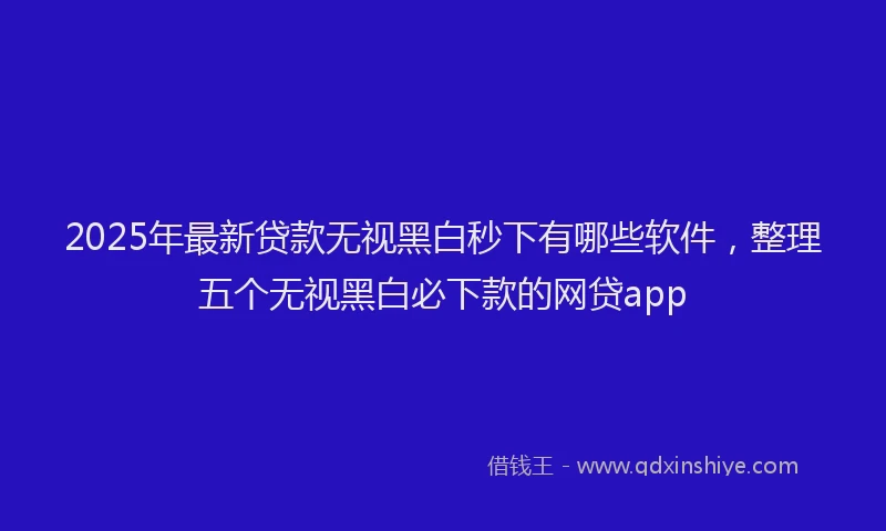 2025年最新贷款无视黑白秒下有哪些软件，整理五个无视黑白必下款的网贷app