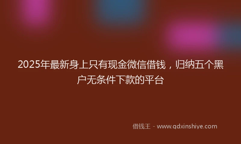 2025年最新身上只有现金微信借钱，归纳五个黑户无条件下款的平台