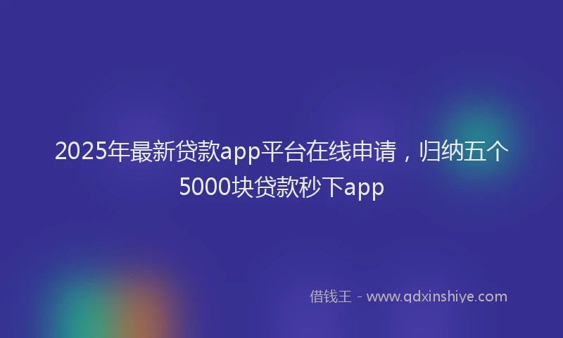 2025年最新贷款app平台在线申请，归纳五个5000块贷款秒下app