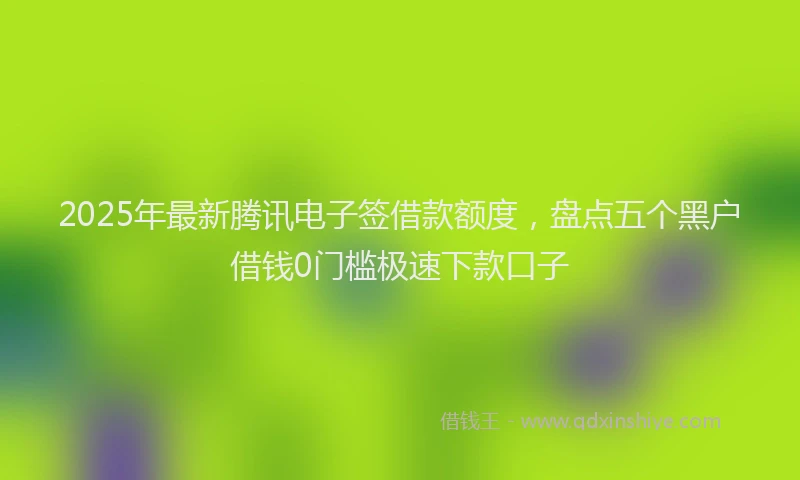 2025年最新腾讯电子签借款额度，盘点五个黑户借钱0门槛极速下款口子