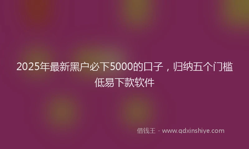 2025年最新黑户必下5000的口子，归纳五个门槛低易下款软件