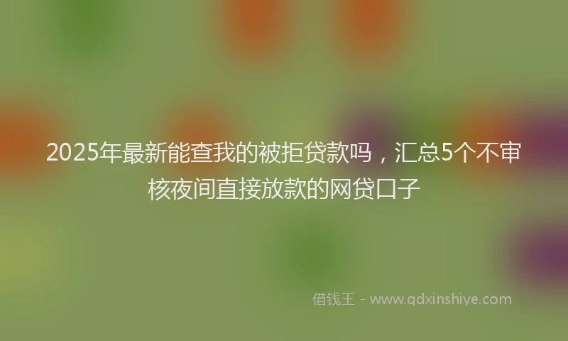 2025年最新能查我的被拒贷款吗，汇总5个不审核夜间直接放款的网贷口子