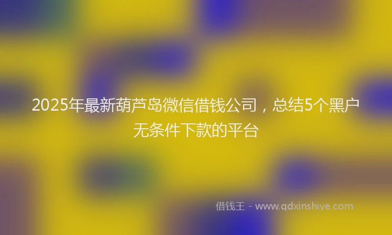 2025年最新葫芦岛微信借钱公司，总结5个黑户无条件下款的平台