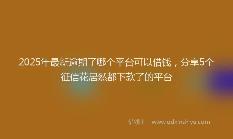 2025年最新逾期了哪个平台可以借钱，分享5个征信花居然都下款了的平台