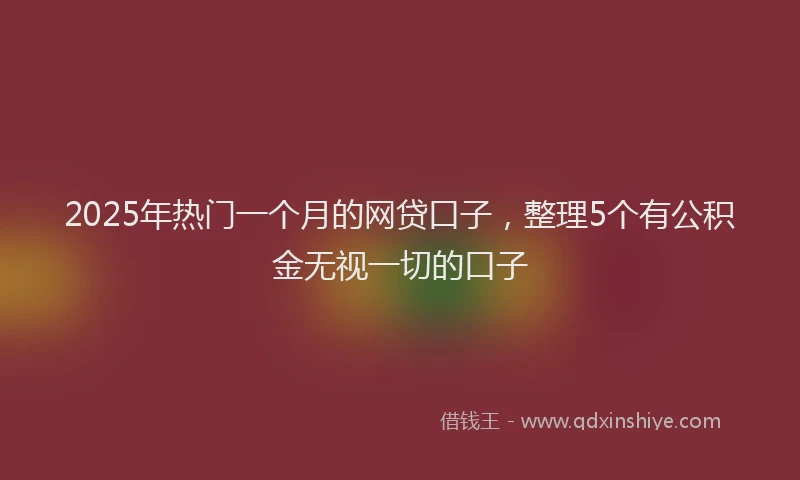 2025年热门一个月的网贷口子，整理5个有公积金无视一切的口子