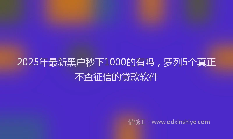 2025年最新黑户秒下1000的有吗，罗列5个真正不查征信的贷款软件