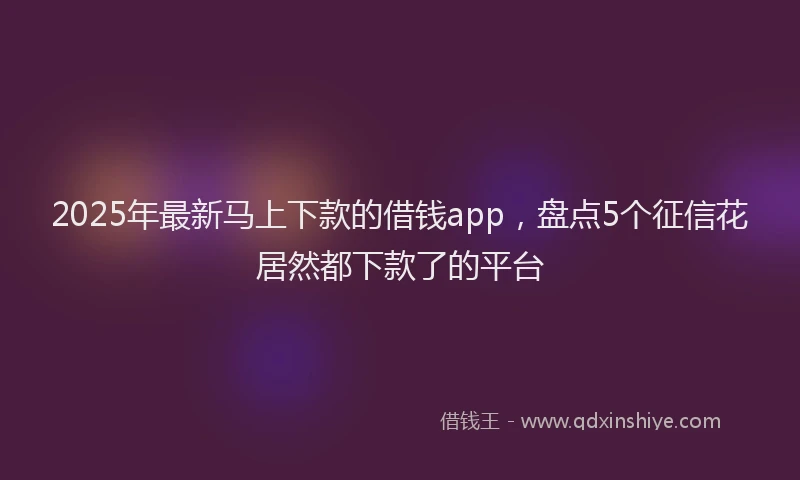 2025年最新马上下款的借钱app，盘点5个征信花居然都下款了的平台