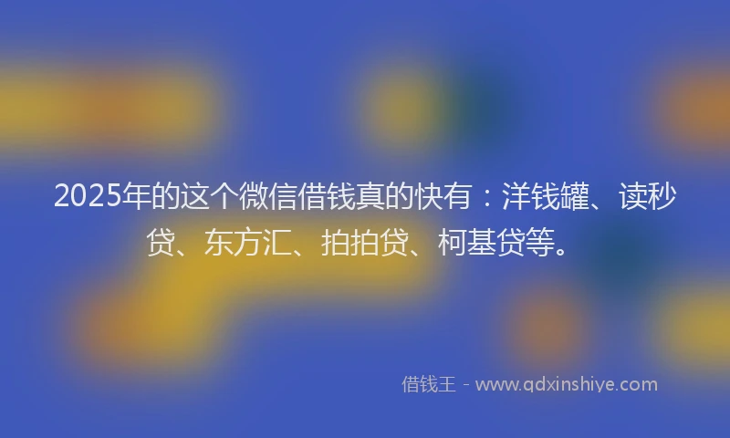 2025年的这个微信借钱真的快有：洋钱罐、读秒贷、东方汇、拍拍贷、柯基贷等。