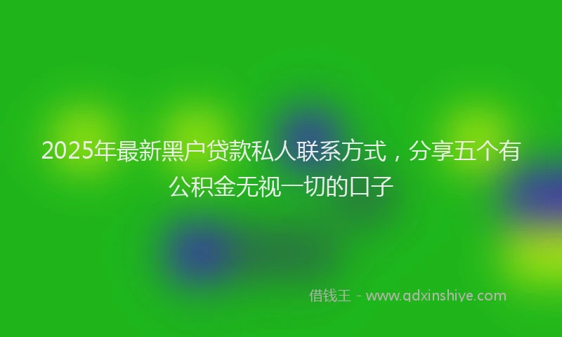 2025年最新黑户贷款私人联系方式，分享五个有公积金无视一切的口子
