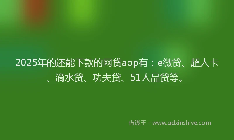 2025年的还能下款的网贷aop有：e微贷、超人卡、滴水贷、功夫贷、51人品贷等。