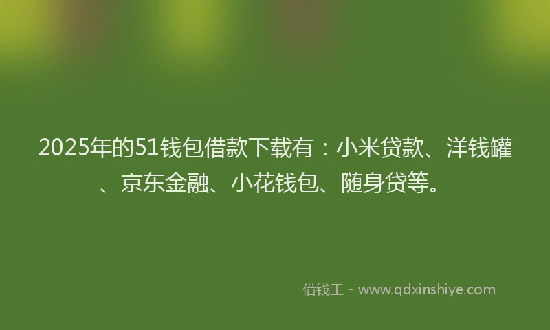 2025年的51钱包借款下载有：小米贷款、洋钱罐、京东金融、小花钱包、随身贷等。