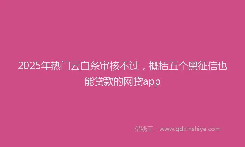 2025年热门云白条审核不过，概括五个黑征信也能贷款的网贷app