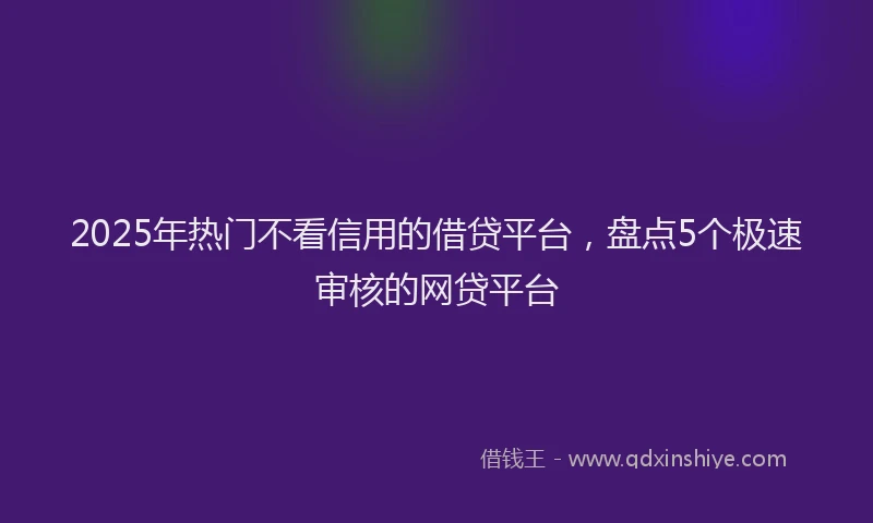 2025年热门不看信用的借贷平台，盘点5个极速审核的网贷平台